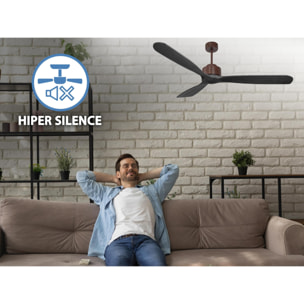 Ventilateur de plafond ø166 cm avec Wifi Réversible Hypersilence 40   W brun