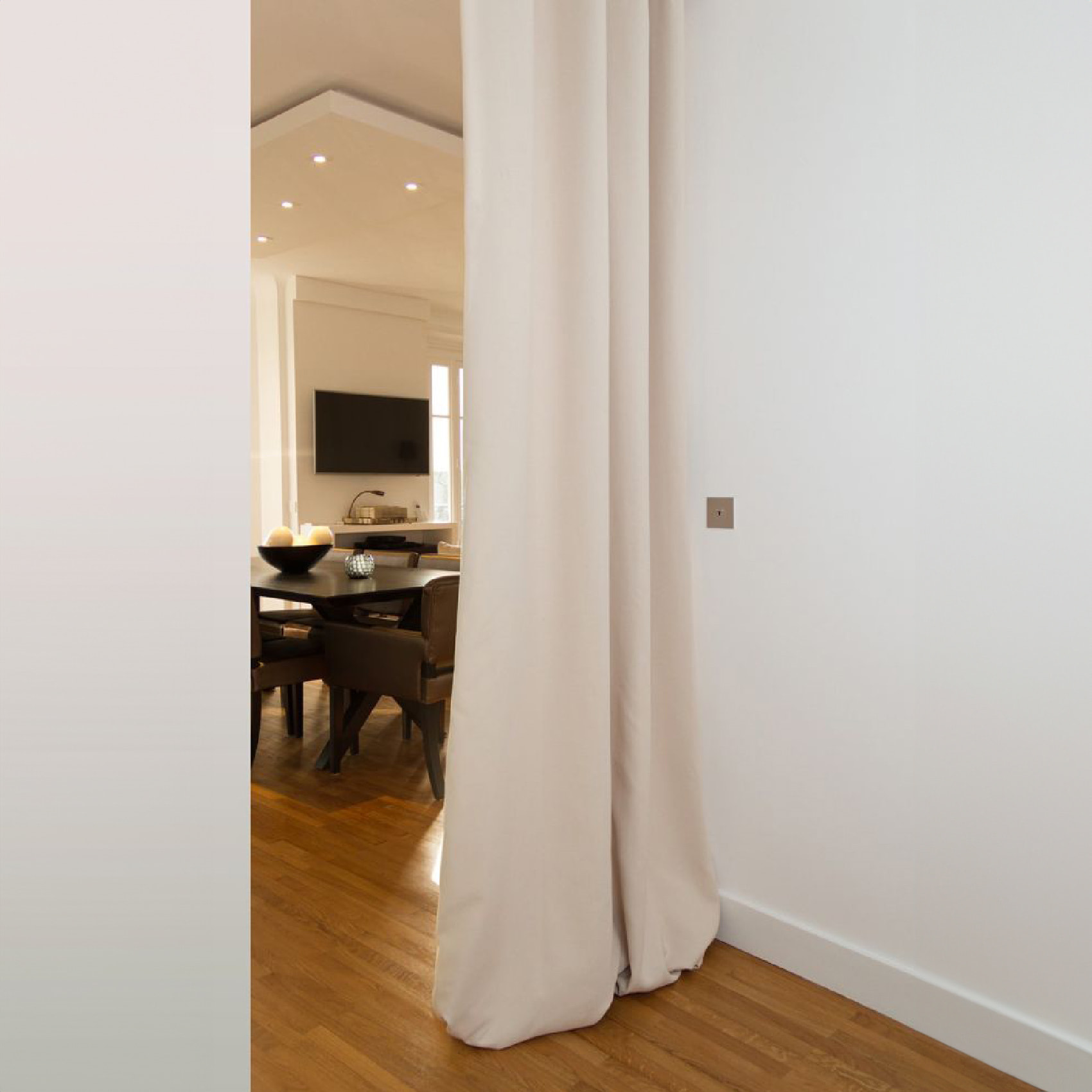 Rideau Séparateur de Pièce à galon et ourlet - Beige