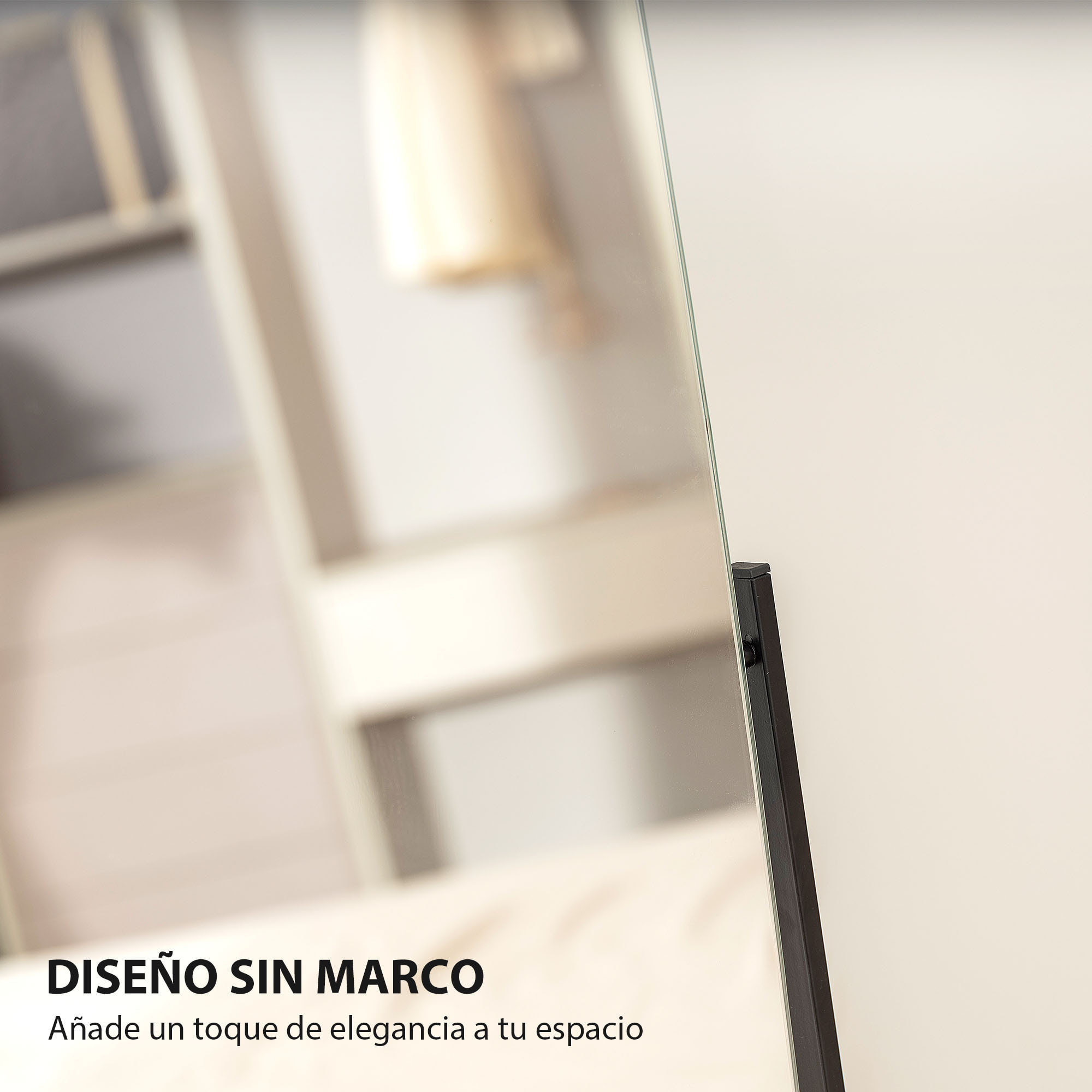 Espejo de Cuerpo Entero Arqueado 160x40 cm, Espejo de Pie o Apoyado en la Pared, sin Marco, Soporte de Metal, para Salón, Dormitorio, Vestidor y Entrada, Negro