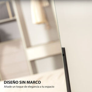 Espejo de Cuerpo Entero Arqueado 160x40 cm, Espejo de Pie o Apoyado en la Pared, sin Marco, Soporte de Metal, para Salón, Dormitorio, Vestidor y Entrada, Negro