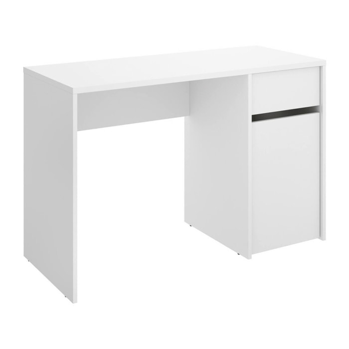 Scrivania Aischa, Scrittoio multiuso, Tavolo per ufficio porta PC, Piano di lavoro, 110x50 h74 cm, Bianco