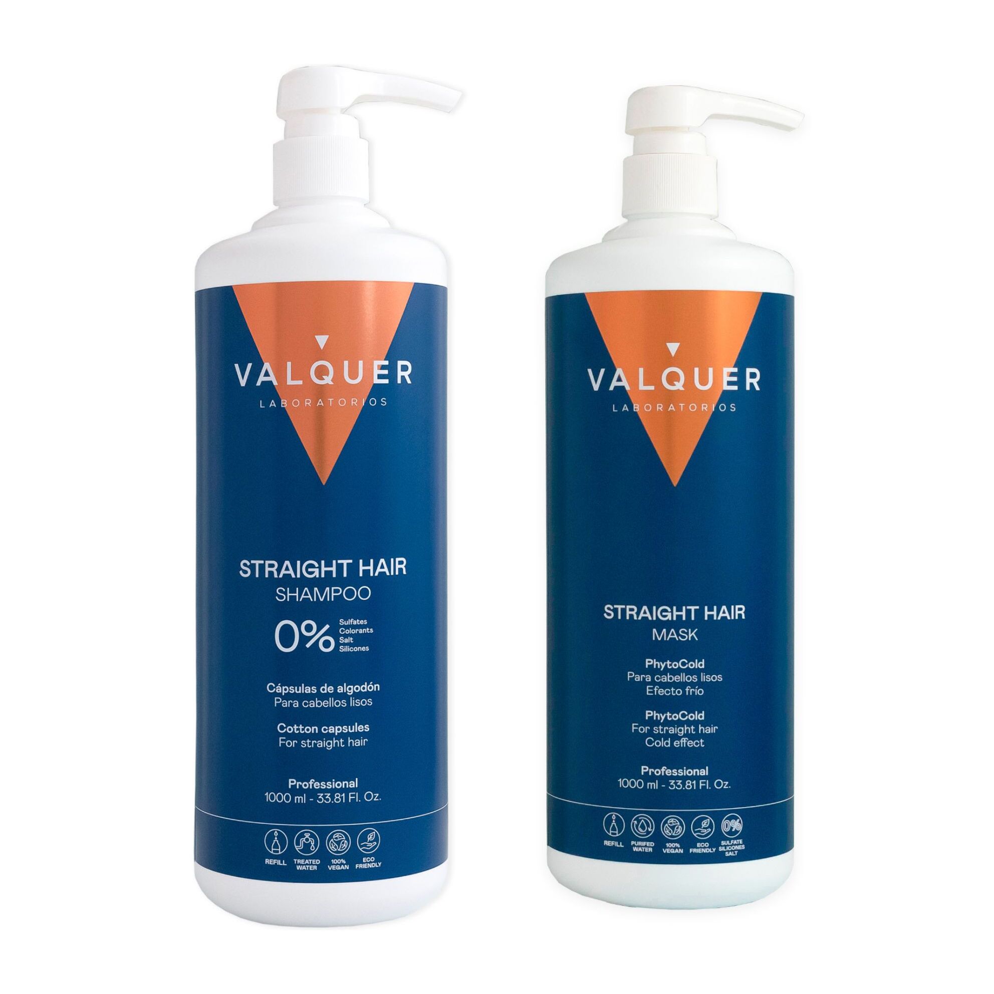 Valquer Pack Cabellos Lisos. Champú 1000 ml + Ice Hair Mask 1000 ml