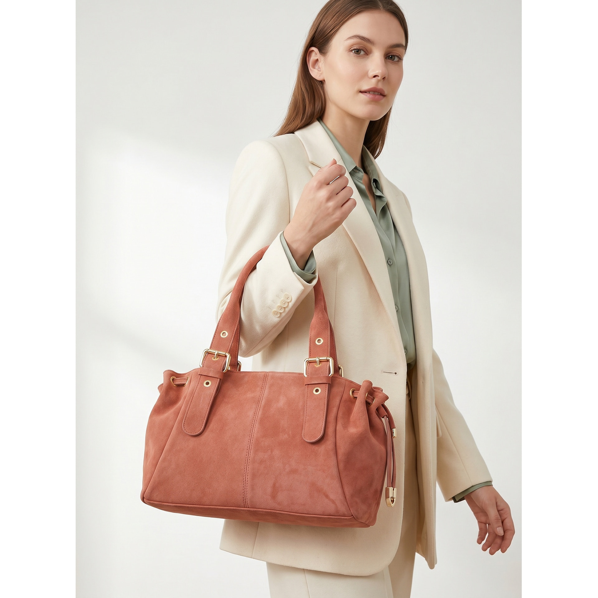 Borsa a mano da donna Made in Italy - Modello Lumena Lux - 100% pelle - 20.0 x 21.0 x 33.0 cm
