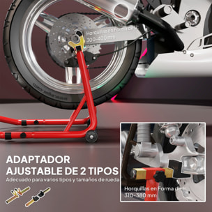 Caballete de Moto Soporte Trasera Universal Carga 544 kg Caballete Elevador Universal de Acero Robusta con Horquillas en U y L Ajustables Ruedas y Almohadillas Antideslizantes para Reparación