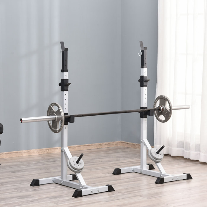 Soporte para Barras de Pesas con Altura Ajustable Rack Musculación con Marco de Acero Carga 200 kg para Entrenamiento en Gimnasio Casa Plata y Negro
