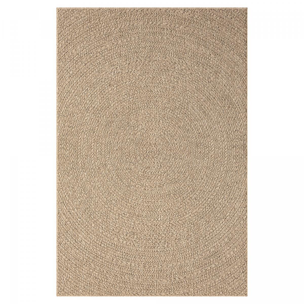 Tapis extérieur intérieur REZY aspect jute motif rond  ton sur ton
