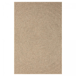 Tapis extérieur intérieur REZY aspect jute motif rond  ton sur ton
