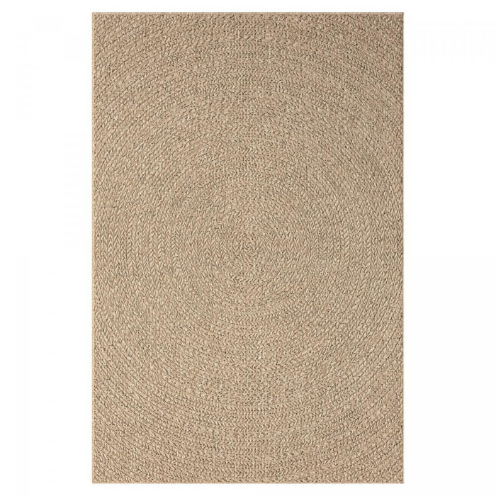 Tapis extérieur intérieur REZY aspect jute motif rond  ton sur ton