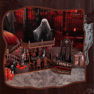 Familia oscura. Book Nook de madera con 155 piezas, diseño 3D realista con gran detalle, luces led y cubierta anti polvo.