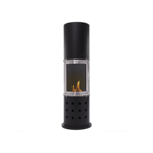 Estufa de etanol en acero negro con puerta corredera de cristal templado BESTFIRE DESIGN PURLINE