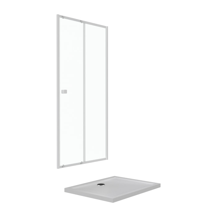 Pack porte de douche coulissante blanc 120x185cm + receveur 90x120 - WHITY SLIDE