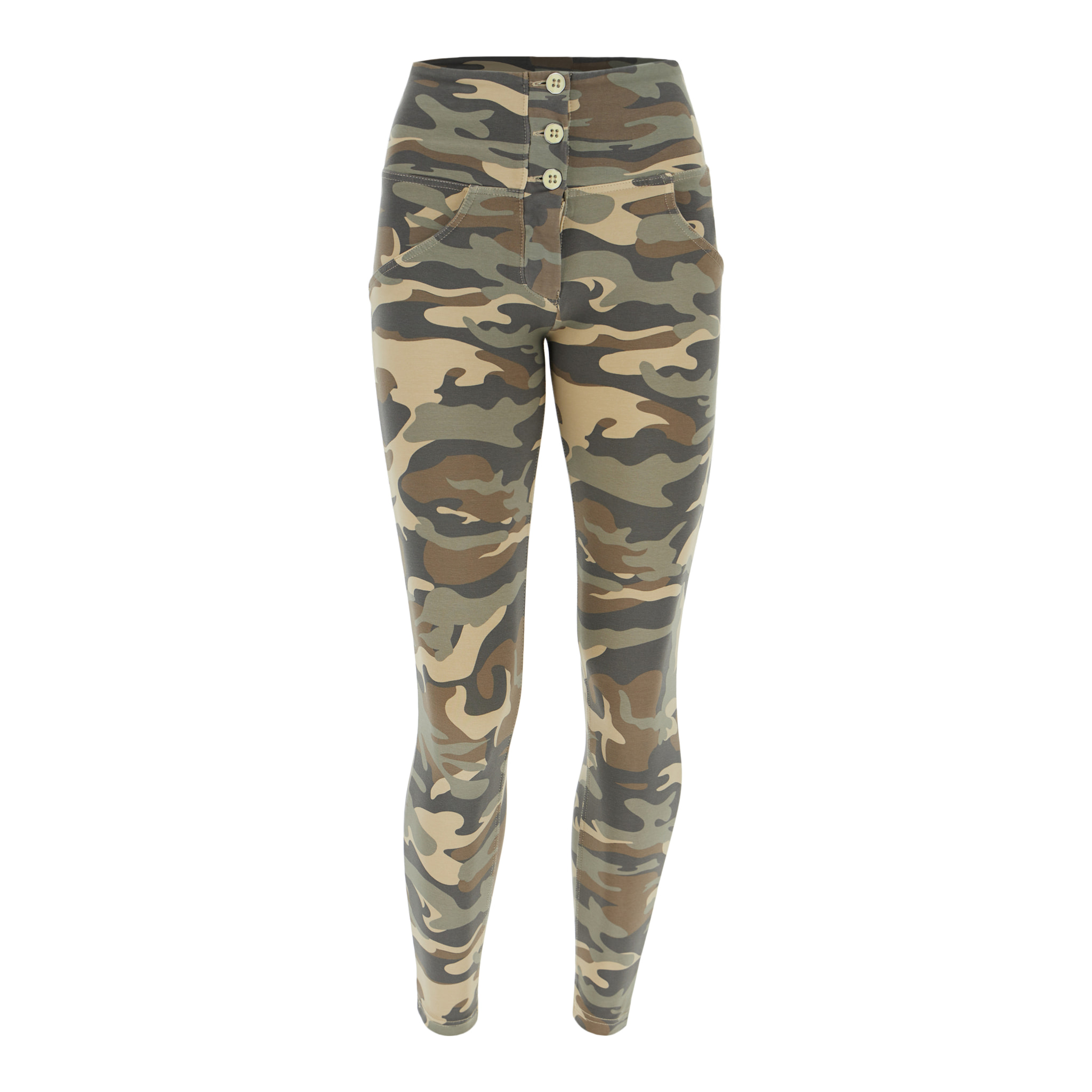 Pantaloni push up WR.UP® 7/8 vita alta in cotone camouflage