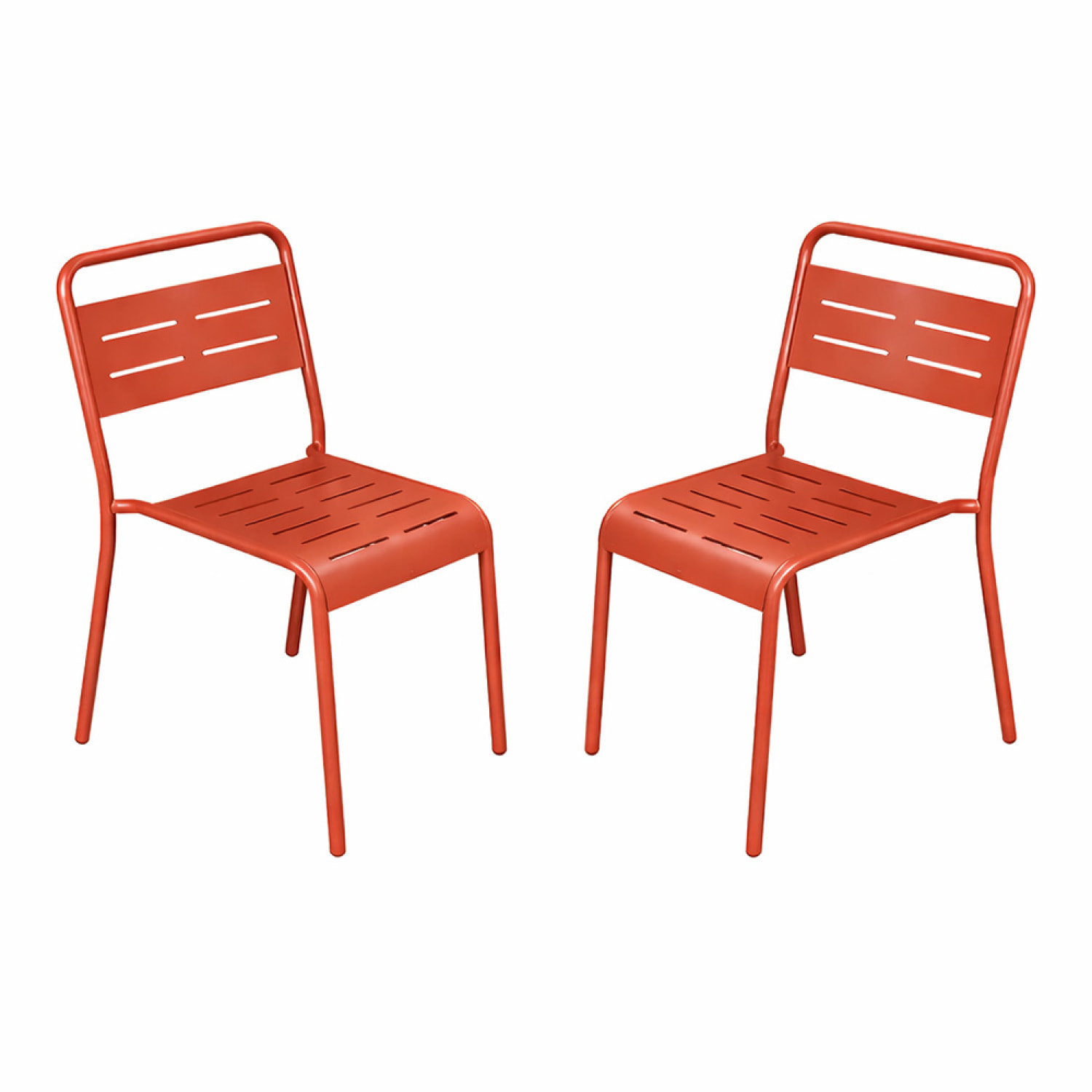 Lot de 2 chaises de jardin empilables terracotta EVORA