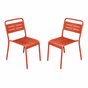 Lot de 2 chaises de jardin empilables terracotta EVORA