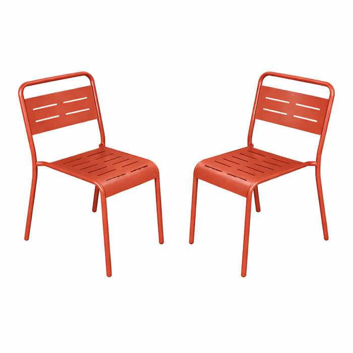 Lot de 2 chaises de jardin empilables terracotta EVORA