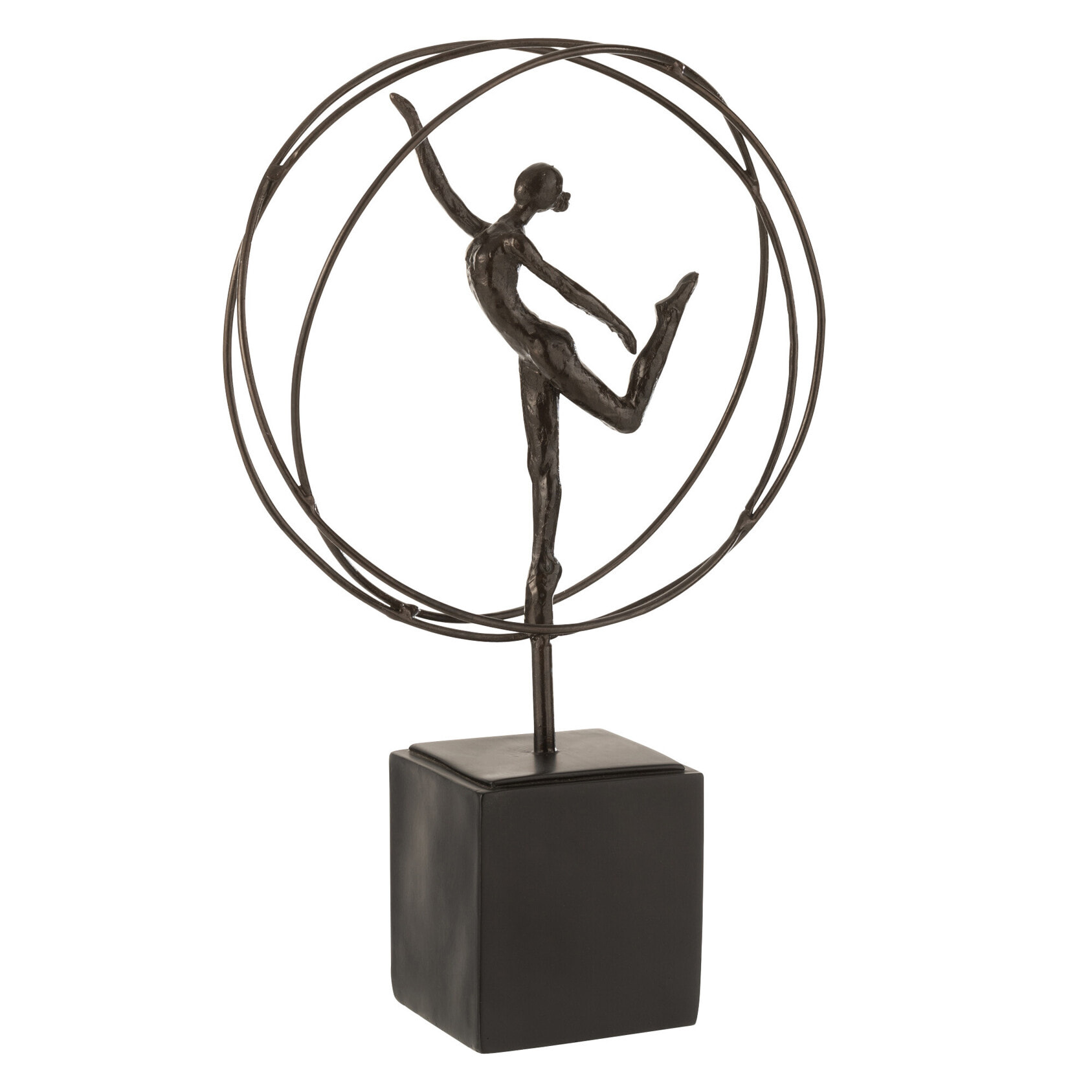 J-Line décoration Gymnaste Cercle - polyrésine - marron foncé