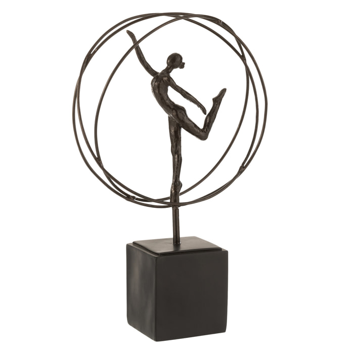 J-Line décoration Gymnaste Cercle - polyrésine - marron foncé
