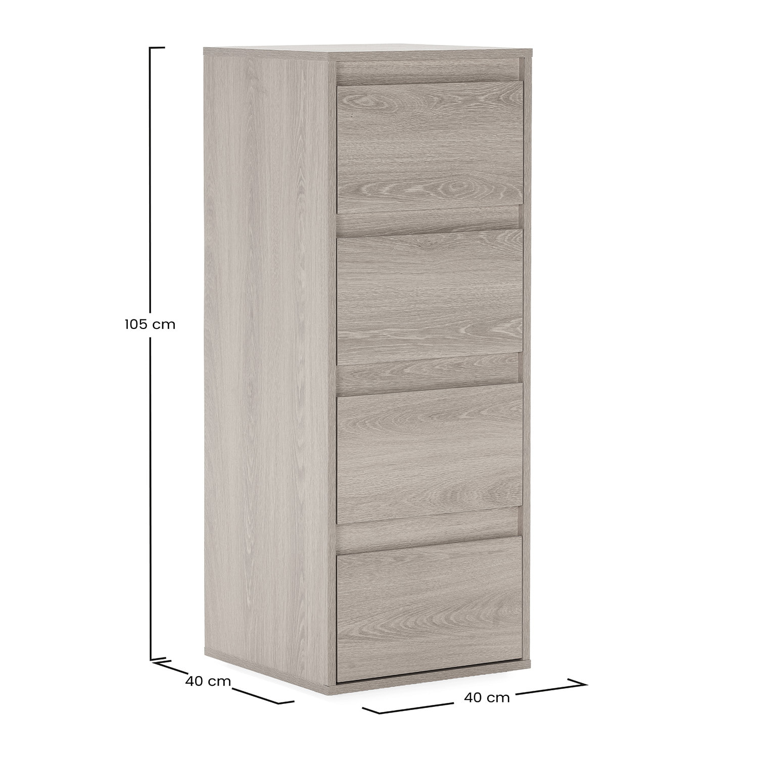 Cómoda alta Tori 4 cajones efecto Roble
