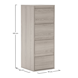Cómoda alta Tori 4 cajones efecto Roble
