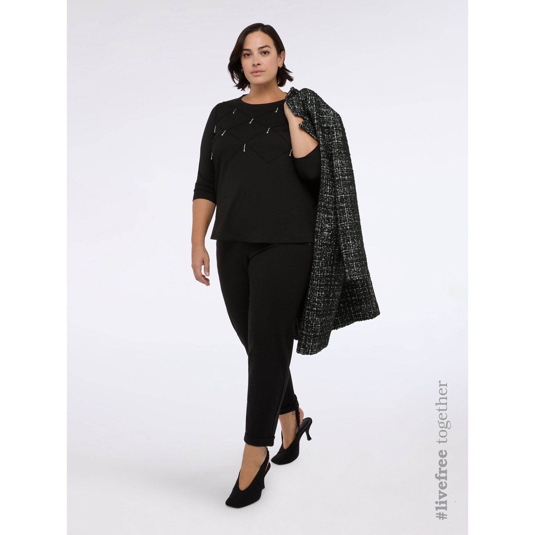 Fiorella Rubino - Pantalones Ballon en Punto Milano - Negro