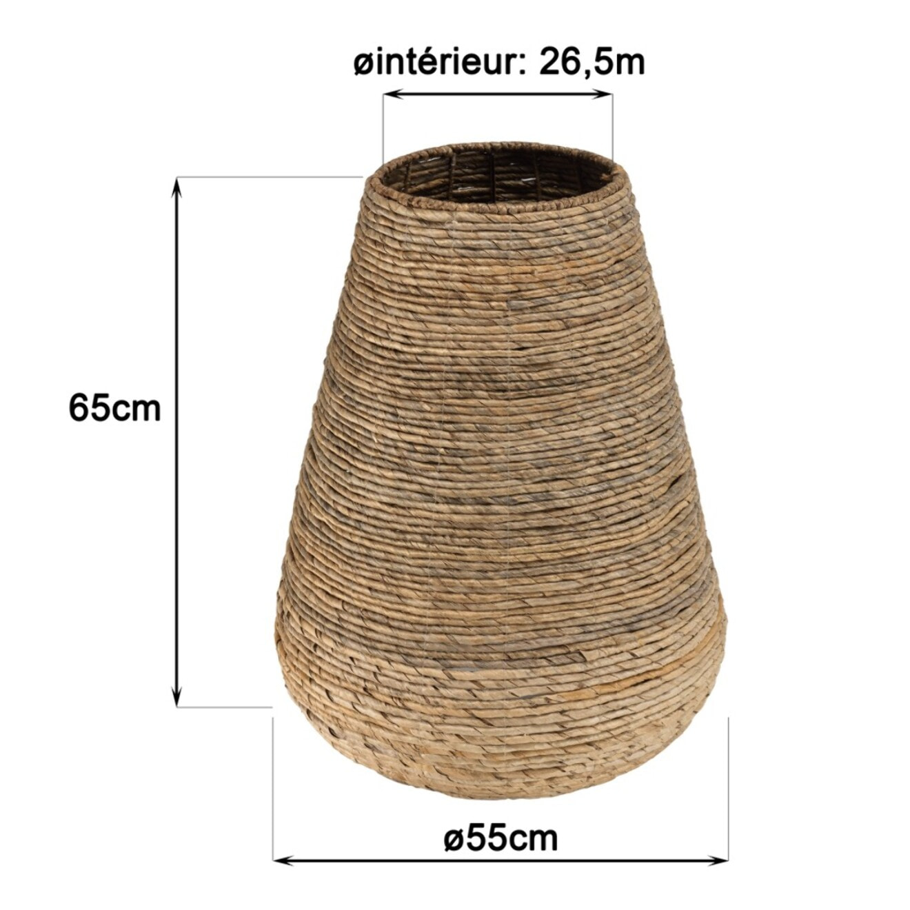 SIXTINE - Cache pot modèle moyen en tissage d'abaca naturel