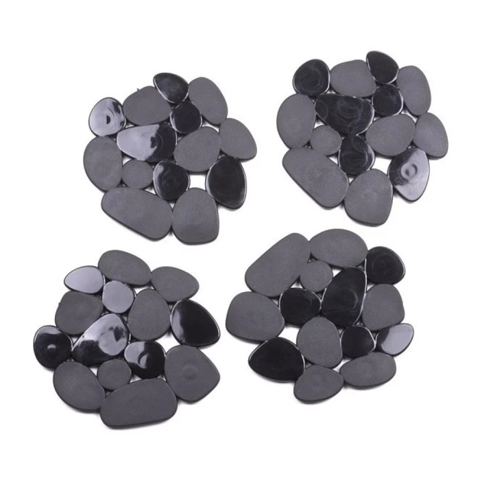 Lot de 4 Tapis antiderapants de douche ou baignoire PVC GALETS 12x13cm Noir MSV