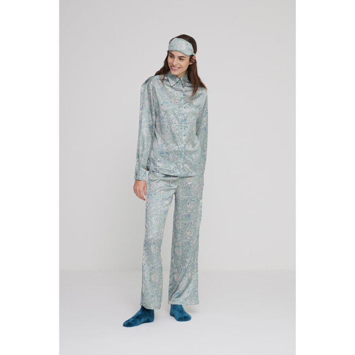 Pigiama donna lisette in raso con collo camicia Noidinotte