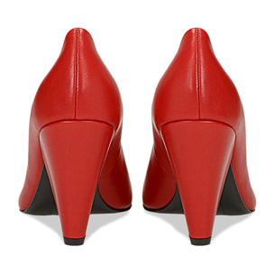 Zapatos de tacón rojos en piel auténtica, tacón cono de 4 cm