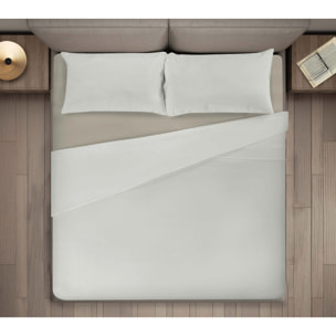 COMPLETO LENZUOLA LETTO UNA PIAZZA E MEZZA BICOLOR LATTE