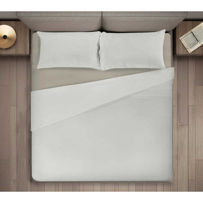 COMPLETO LENZUOLA LETTO UNA PIAZZA E MEZZA BICOLOR LATTE