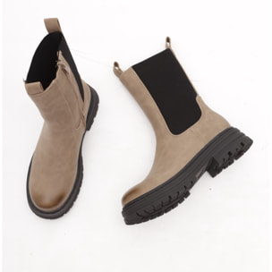 STIVALETTO ELASTICO E ZIP TORTORA