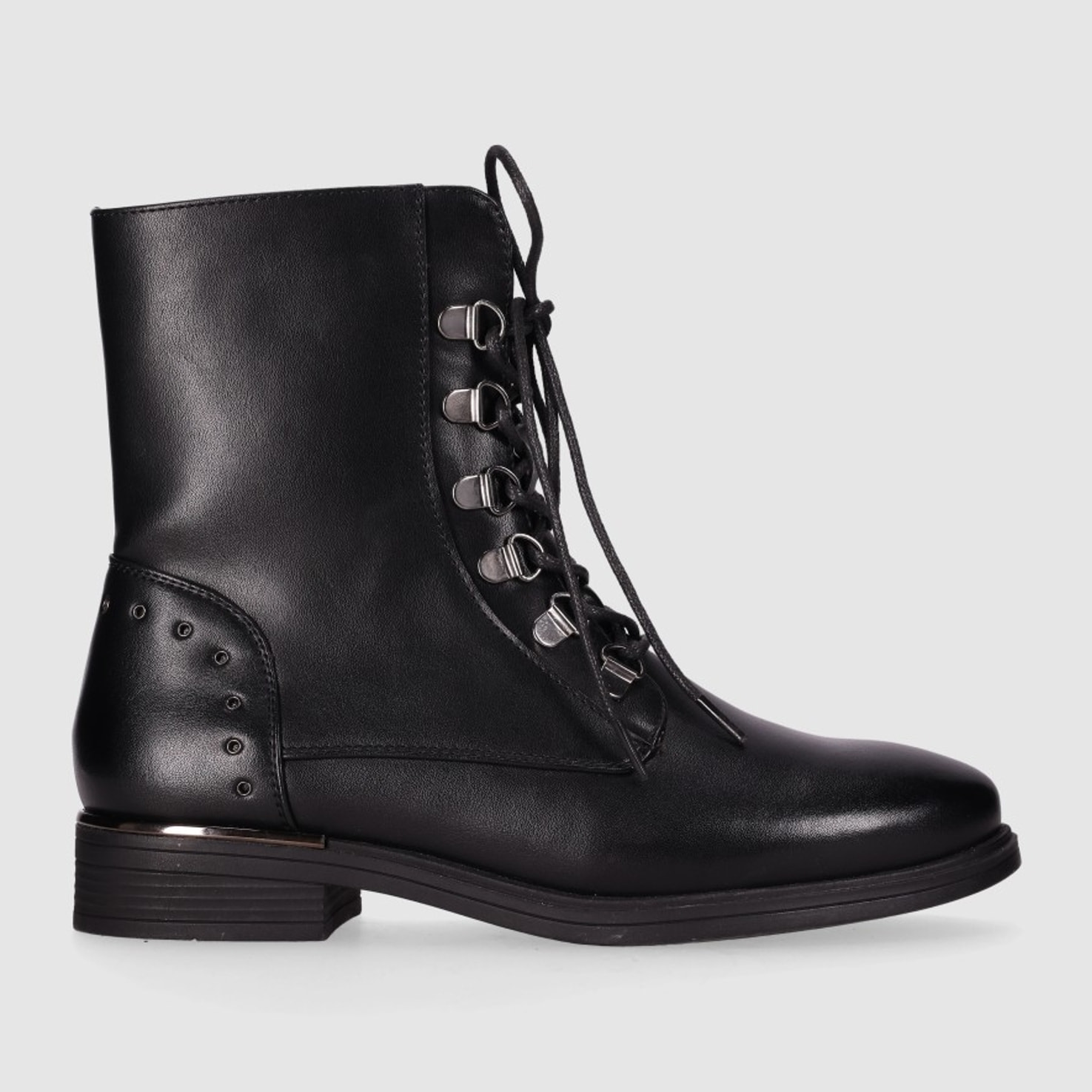 Botines de Piel Sintética - Negro - Tacón: 3 cm