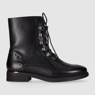 Botines de Piel Sintética - Negro - Tacón: 3 cm