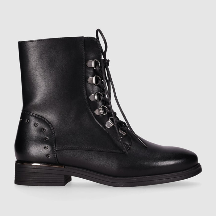 Botines de Piel Sintética - Negro - Tacón: 3 cm