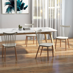 Juego de 4 Sillas de Comedor Estilo Nórdico Sillas de Cocina con Respaldo Alto Asiento de Polipropileno y Patas de Madera de Haya Carga 120 kg 48x52,5x83 cm Gris