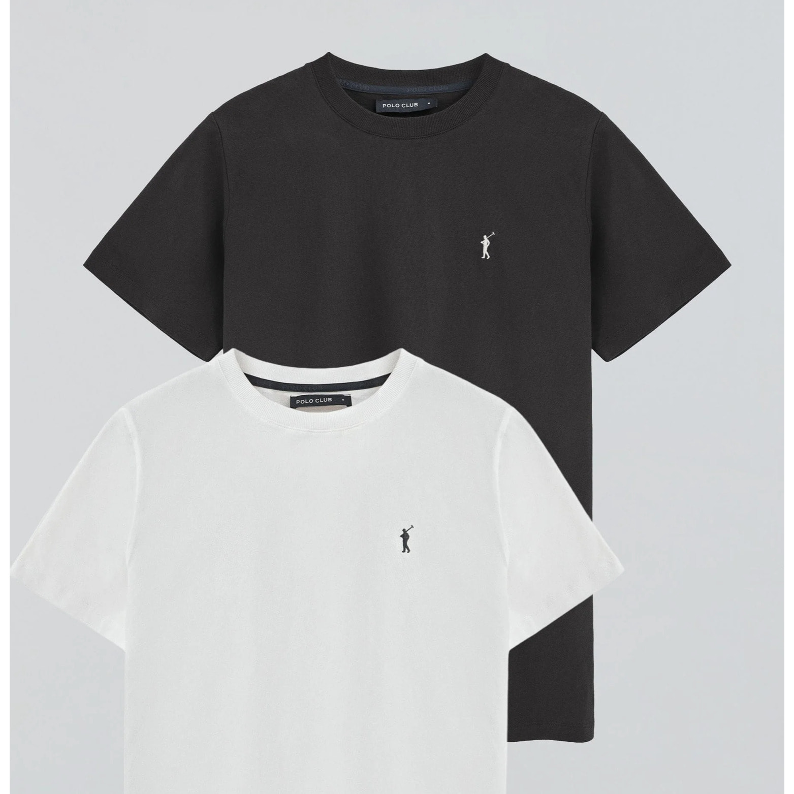 Pack uomo con due magliette in nero e bianco a girocollo con ricamo Rigby Go