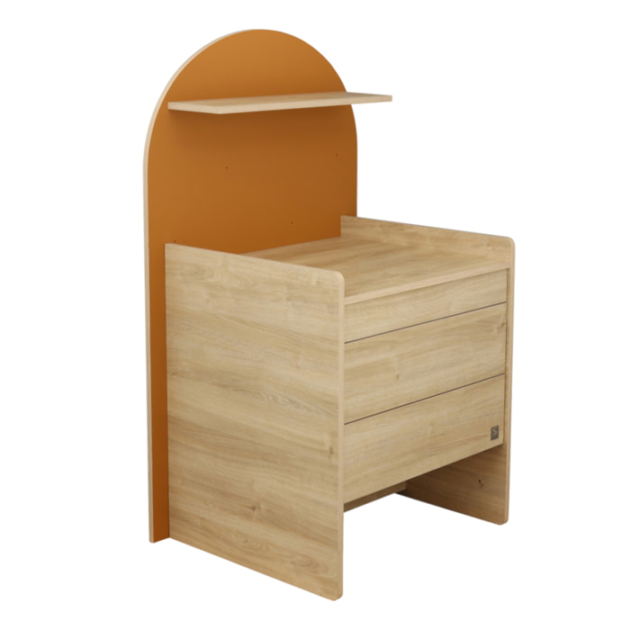 Commode à langer évolutive en bureau - décor bois chêne sépia forme arche