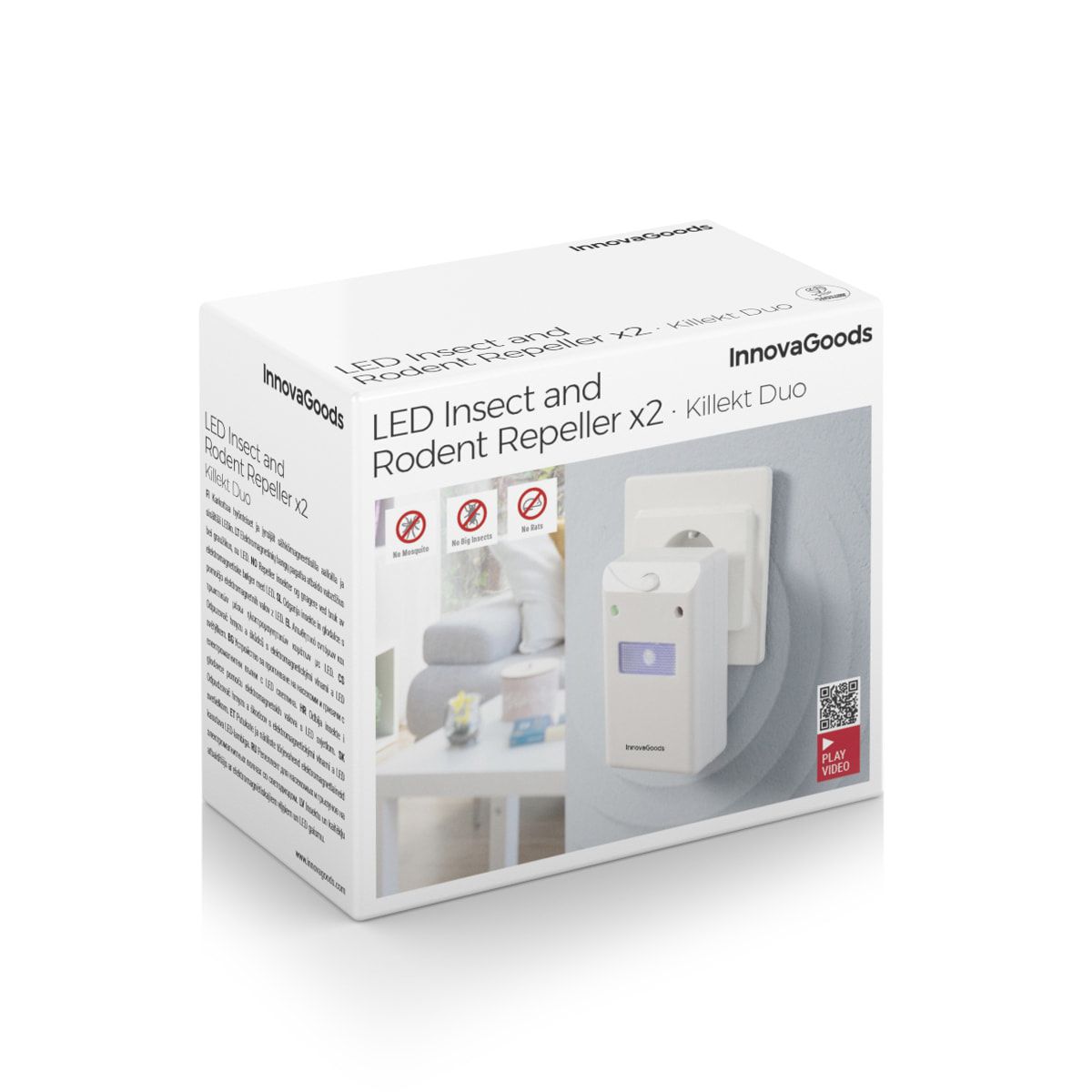 Pacchetto di 2 repellenti ultrasuoni per insetti con LED KL - bianco - 6,5x9,8x6 cm