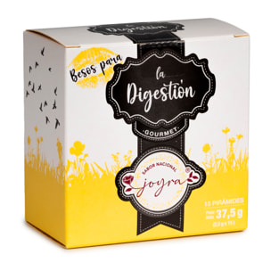 Infusión natural para la digestión (flor de manzanilla, cola de caballo, anís, hinojo, canela, nibs, cacao y hojas malva) en 15 pirámides. 37,5 grs.