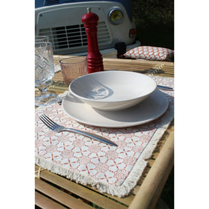Lot de 4 sets de table en coton terracotta avec franges  BOHEME