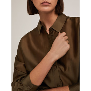 Motivi - Camicia misto lyocell tinta unita - Verde militare