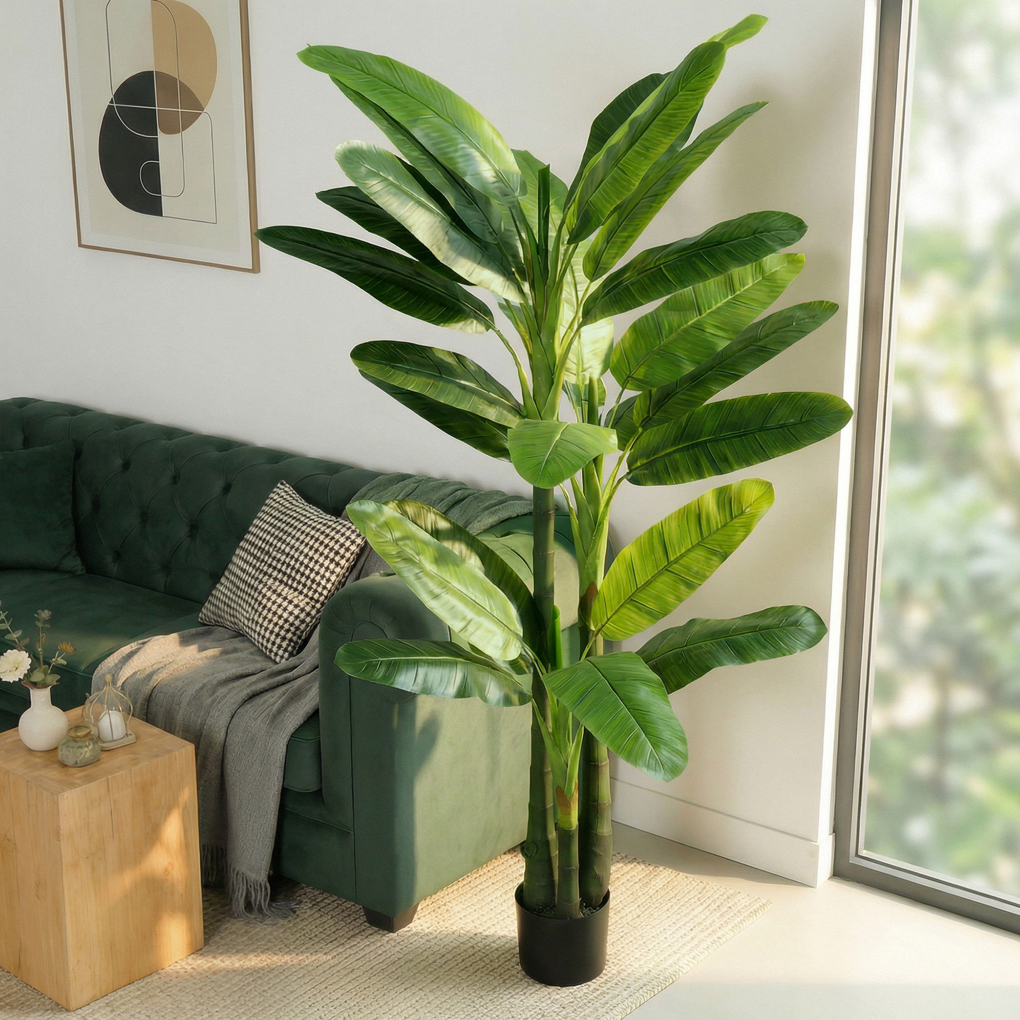 Plante artificielle bananier H.180 cm 18 feuilles grand réalisme