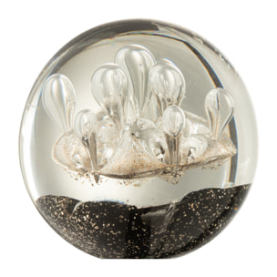 J-Line presse-papier Feu D'artifice - verre - or/noir - large