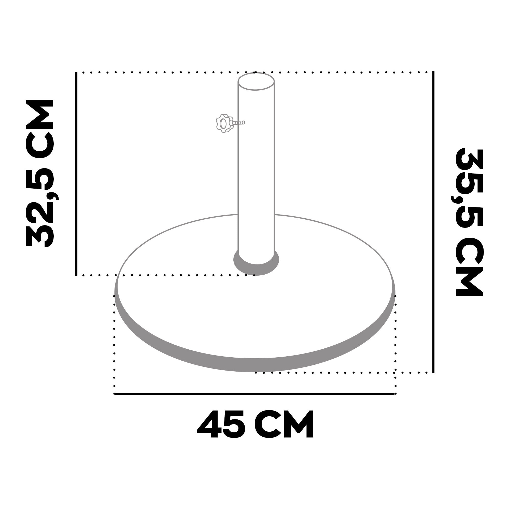 Terra - Base per Ombrellone da Giardino Rotondo Ø45 cm 15 Kg in Cemento Nero