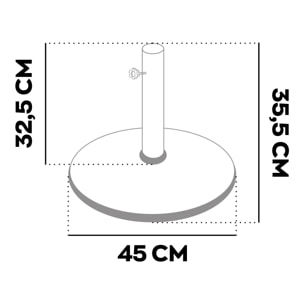 Terra - Base per Ombrellone da Giardino Rotondo Ø45 cm 15 Kg in Cemento Nero