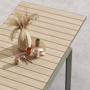 Table de jardin extensible coulissante "Évasion" effet bois lin & vert laurier 10 places lates en aluminium