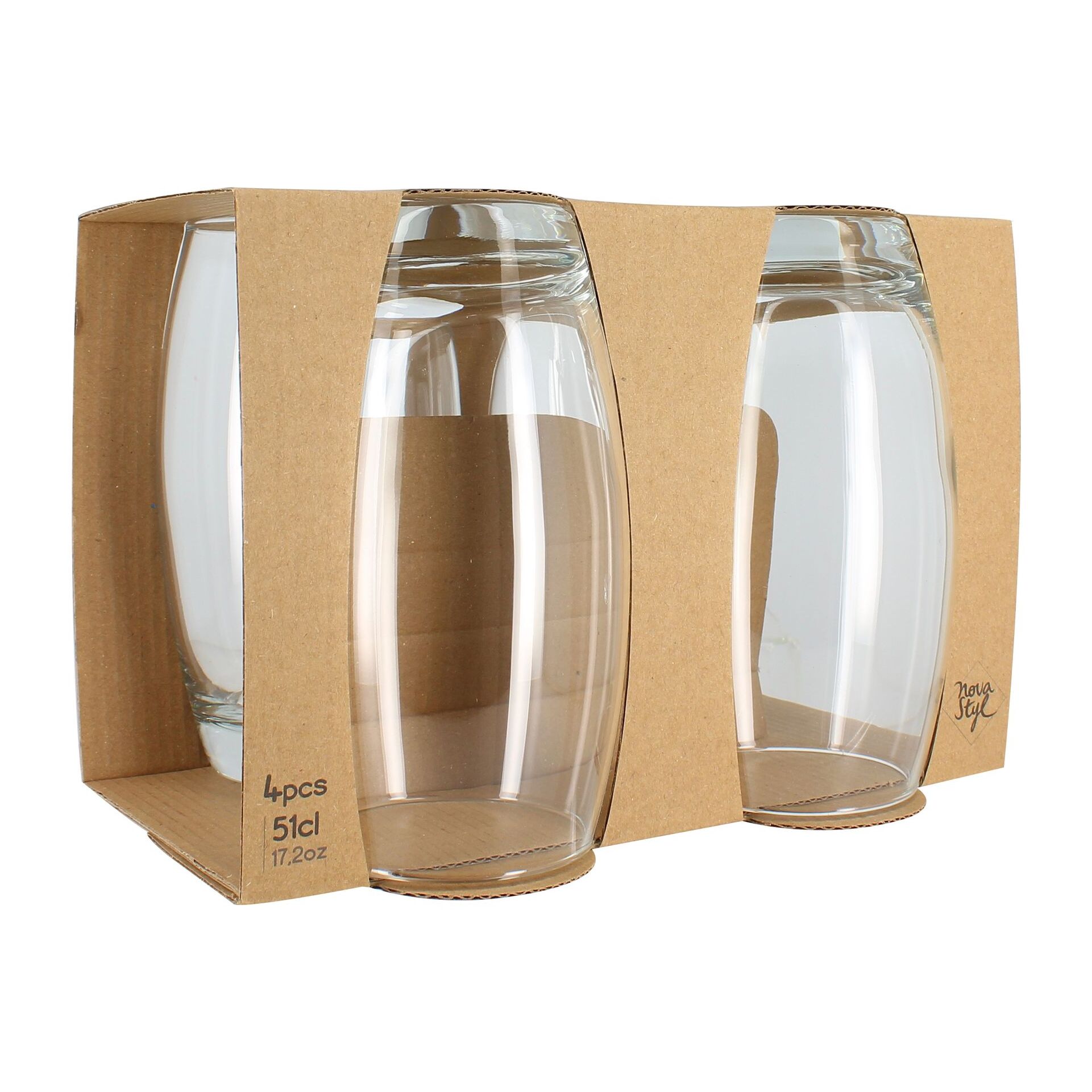 Lot de 4 gobelets sand 51cl en verre transparent forme haute