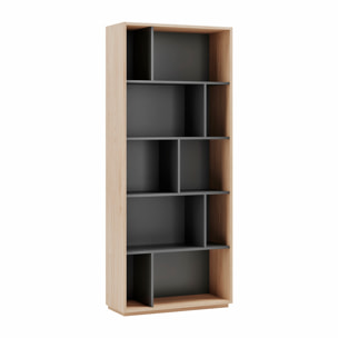 Estantería librería Nack melamina roble-grafito 191x80x32 cm