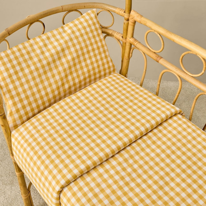 Funda nórdica de algodón percal 180 hilos cuadros vichy Kimcuad color amarillo 100% Algodón percal