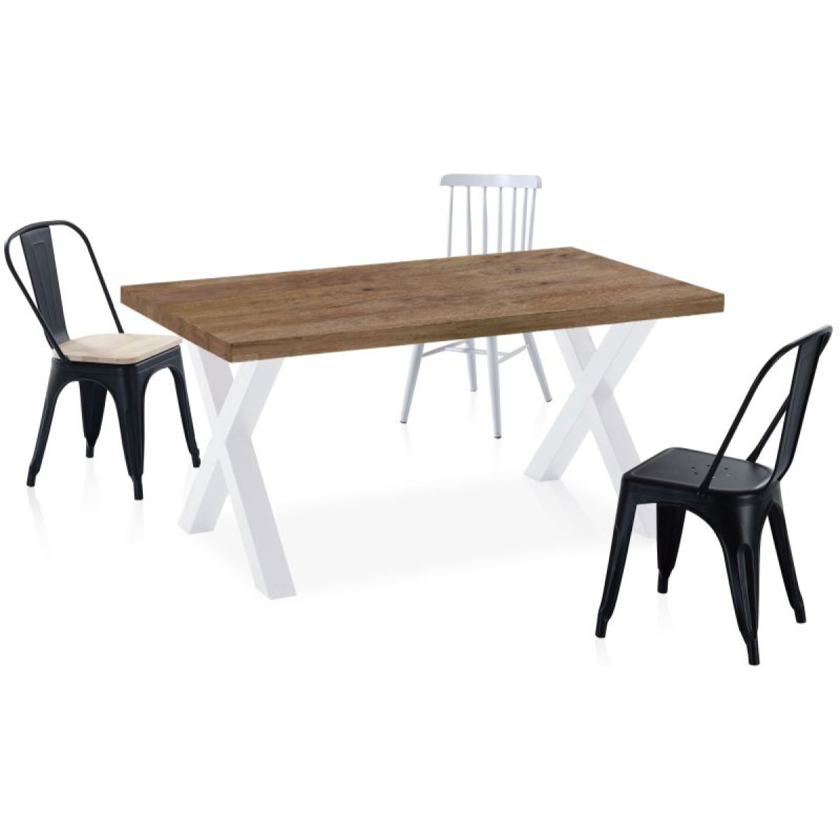 Mesa de comedor X-Loft 160 Roble boreal - Blanco